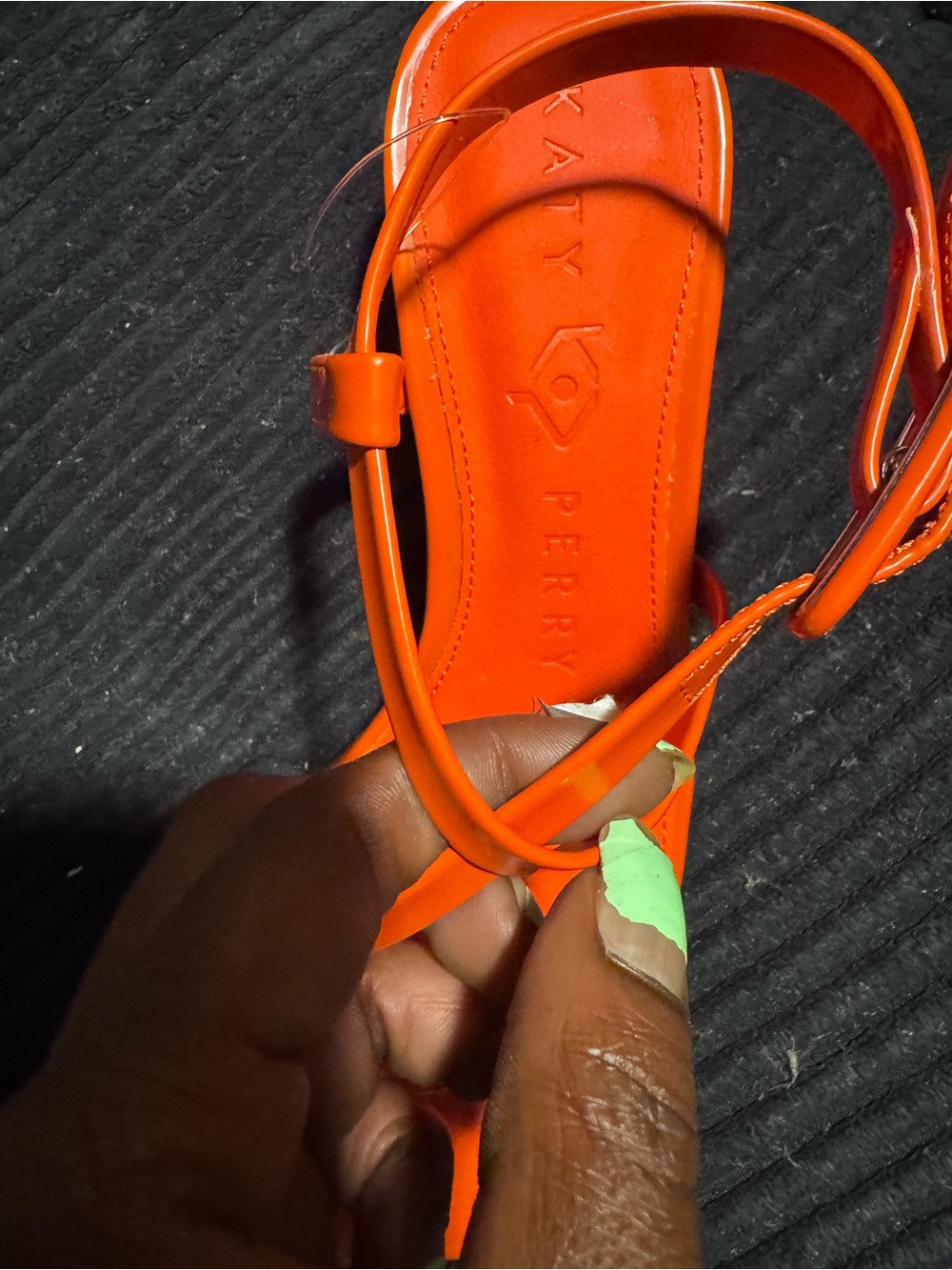 Katy Perry Collections Orange Strappy Square-Toe Sandals size 7.5 - Picture 4 of 5